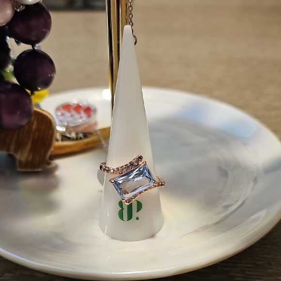 Bomb Party Jewelry - Size 10 Gold And  Aquamarine